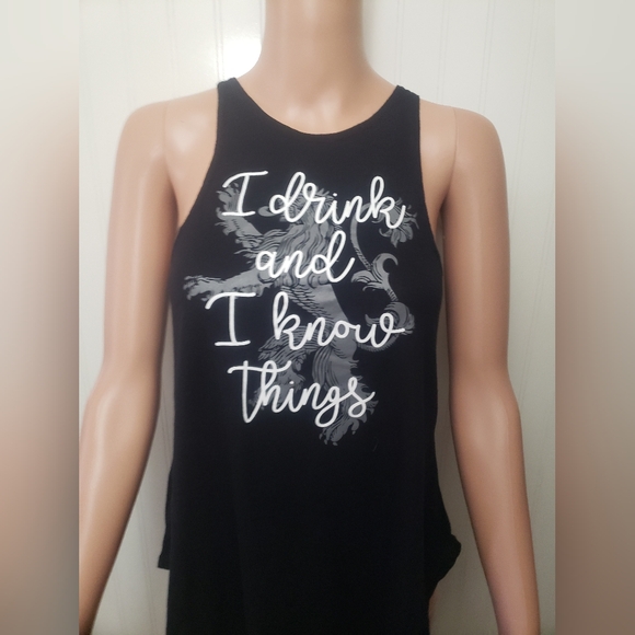 Black and White HBO Game of Thrones "I Drink and I Know Things" Tank Top… - Picture 5 of 9